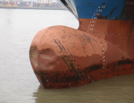 Deformation of the bulbous bow due to a collision of the ship