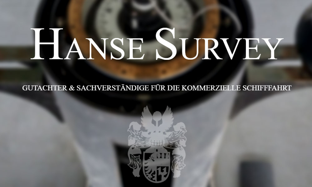 Kompassstand mit Hanse Survey Schriftzug
